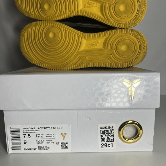 Nike Kobe Bryant x Air Force 1 Retro Low | Lakers - Away | HV5122-001 | Size 7.5 - Picture 15 of 16